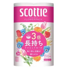 スコッティ トイレットペーパー 3倍長持ち 12ロール 29145 フラワーパック ダブル コストコ...
