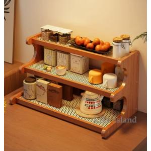 卓上収納ラック キッチンラック デスク上置棚 机上ラック 竹 盆栽棚 置き台 飾り台 小物収納 ストレージ本棚 文房具 書類整理 小物置き インテリア