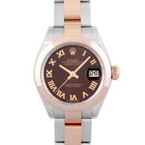 ロレックス ROLEX デイトジャスト28 279161 PG×SS 28mm チョコレートローマン文字盤 オイスターブレスレット 【レディース