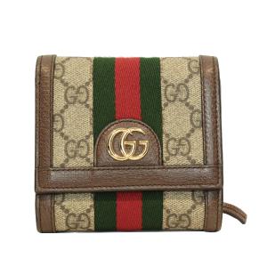 GUCCI グッチ GGウォレット GGスプリーム ベージュ×ブラウン ゴールド金具 598662｜tokioka