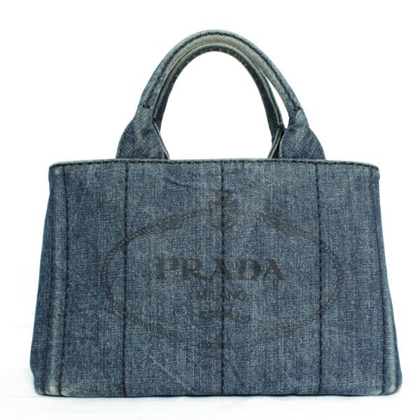 PRADA プラダ バッグ スモールカナパトート デニム ブルー ゴールド金具 B1872B