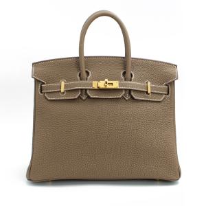 HERMES エルメス バッグ バーキン25 トゴ バーキン エトゥープ ゴールド金具 W刻印(2024年製造)【未使用】【D6895】