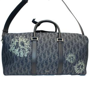 Christian Dior ディオール バッグ ティアーズ ランゴ 50 オブリーク ピースサイン ティアーズ デニム ネイビー シルバー金具 【D6982】