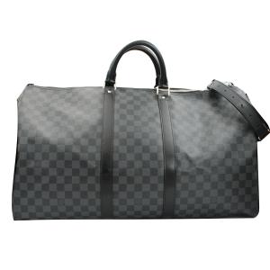 LOUIS VUITTON ルイヴィトン バッグ キーポル・バンドリエール 55 ダミエ・グラフィット ブラック/グレー シルバー金具 N41413【D7236】