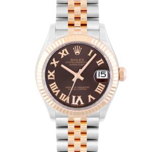 ロレックス ROLEX デイトジャスト31 278271 PG×SS 31mm チョコレートローマン文字盤 ジュビリーブレスレット VIダイヤ 【