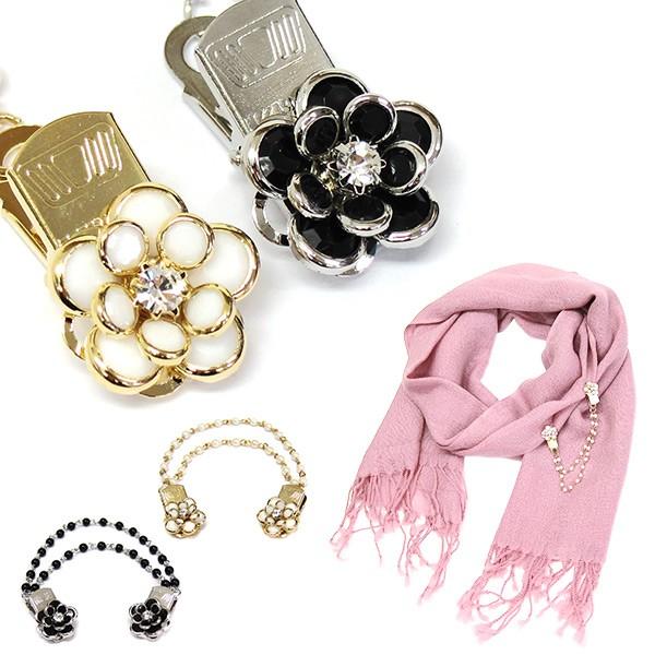 ストールクリップ マフラー留め具 スカーフクリップ フラワー 花 スカーフ カーディガン (151-...