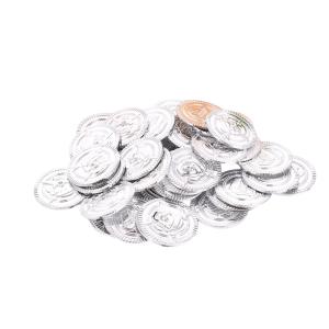 NASSIA 金貨 100個セット アンティーク おもしろ雑貨 コイン ゴールド お金 おもちゃ 古銭 海賊 (シルバー)