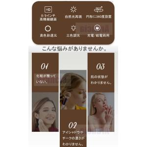 卓上ミラー 丸鏡 LED化粧鏡 3倍拡大鏡 お...の詳細画像2