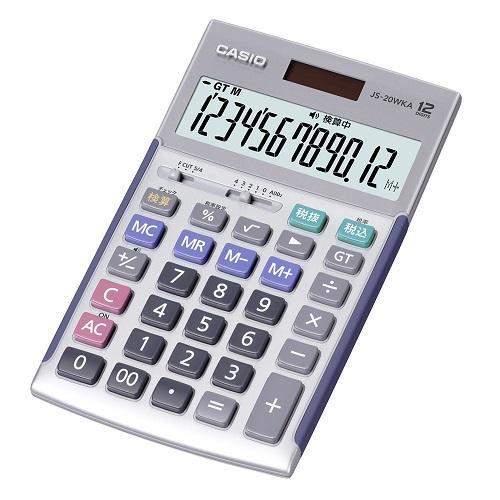 CASIO(カシオ) JS-20WKA-SR-N シルバー ジャストタイプ 実務電卓 12桁