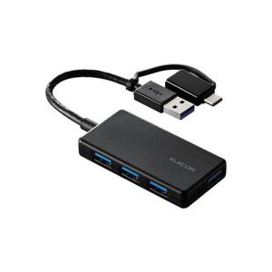 エレコム(ELECOM) U3H-CA4004BBK(ブラック) USB Type-C(TM) 変換アダプター付き USB3.0超薄型ハブ｜tokka
