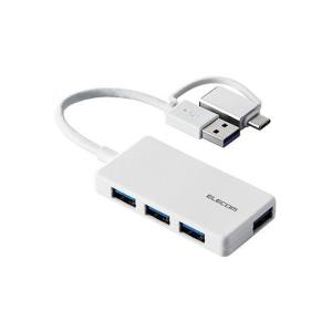 エレコム(ELECOM) U3H-CA4004BWH(ホワイト) USB Type-C(TM) 変換アダプター付き USB3.0超薄型ハブ｜tokka
