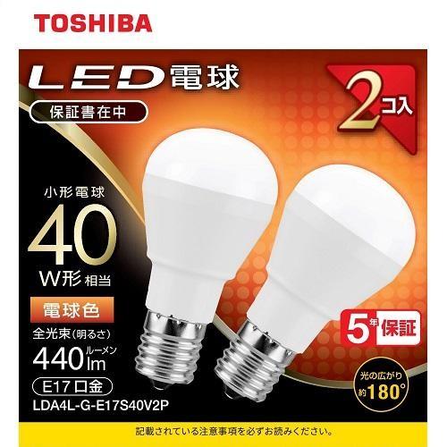 東芝(TOSHIBA) LDA4L-G-E17S40V2P LED小形電球形 2本パック(電球色) ...