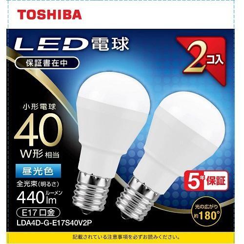 東芝(TOSHIBA) LDA4D-G-E17S40V2P LED小形電球形 2本パック(昼光色) ...