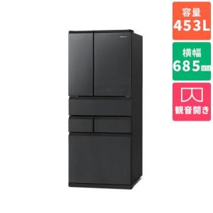 【標準設置料金込】冷蔵庫 400L以上 アイリスオーヤマ 453L 6ドア IRGN-C45A-B ブラック カメラ付 観音開き 幅685mm｜tokka