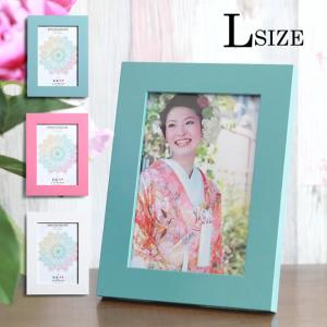 メール便選択で送料無料/L判サイズ フォトフレーム 写真立て アルバム 写真フレーム 壁掛け ピンク ホワイト ブルー 誕生日 プレゼント L判 フォトスタンド L版