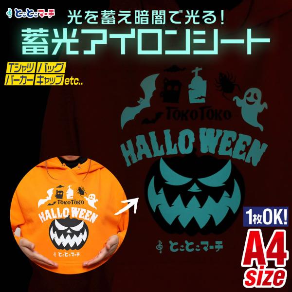 メール便選択で送料無料 1枚から可 A4サイズ約20cm×30cm 蓄光アイロンシート 夜光 熱転写...