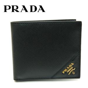 PRADA 財布 メンズ 二つ折り 小銭入れ付 2MO738 QME F0632 ブラック ゴールド金具｜toko-putih