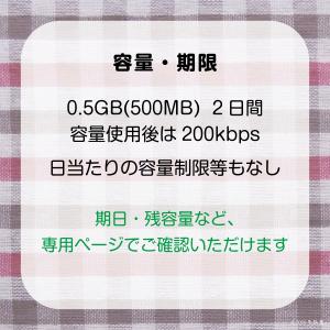 [0.5GB 2日間](容量使用後は200kb...の詳細画像1