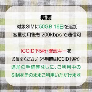 [リチャージ] 50GB 16日間 (容量使用...の詳細画像1