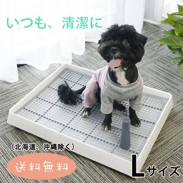 犬 トイレ トレー しつけ Lサイズ トレーニング 小型犬マーキングポールつき 足上げ 犬用トイレ ...