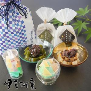 母の日 ギフト にも プレゼント あんみつ2個 富士山琥珀糖 琥珀富士 巾着セット 黒みつ お抹茶かさね 春だけ 選べる 桜あんみつ 琥珀糖 食べる宝石 送料無料