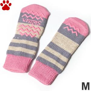 ペットアドバンス　犬用靴下　スキッター　M　ストーンピンク　2個入　ボーダー　かわいい　ソックス　シューズ　犬　ピンク　グレー　グレイ　女の子　Skitter｜tokoton-dogfood