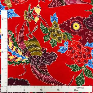 和柄 生地 紅型 びんがた 牡丹鳳凰 (赤) ...の詳細画像5