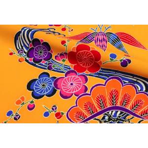 和柄 生地 紅型 びんがた 立波松竹梅 (山吹...の詳細画像1