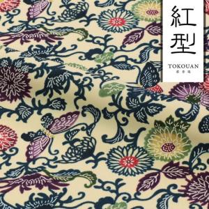 和柄 生地 紅型 びんがた 菊と蝶 (白) 10...の商品画像