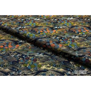 和柄 生地 京都 西陣織 金襴生地 波間に鴨 ...の詳細画像2
