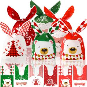 METBOU 120個 クリスマス 袋 ラッピング クリスマス お菓子袋 クリスマスプレゼント 袋 キャンディバッグ ラッピング 袋 小分け｜toku00301