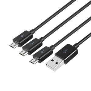 LBSC USBスプリッター充電ケーブル、3 in 1 USB 2.0 Aオスから3マイクロUSBオス1から3同期充電ケーブルアダプターコー｜toku00301