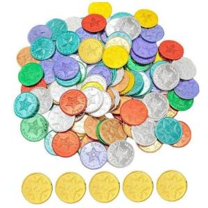 金貨玩具 プラスチック カラフルな 偽のお金 おもちゃの 海賊トレジャーハントゲームコイン ゲーム用 100枚入 （混色）