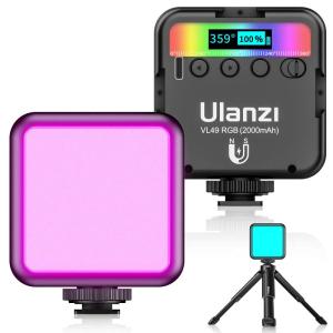 最新 Ulanzi VL49 RGB撮影ライト+三脚付き LEDビデオライト 卓上スタンド 359色RGBモード 明るさ調整が可能 9000｜toku00301