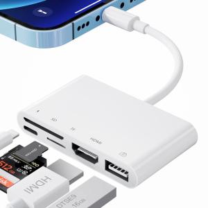 Phone HDMI/SD/TF/USB 変換アダプタ usbカメラアダプタ SD カードリーダー アプリ不要 HDMI 変換ケーブル 高速｜toku00301