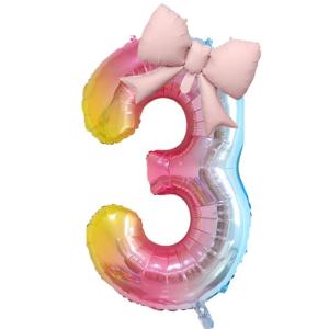 多色 リボン本 1/2/3/4/5 お誕生日 バルーン 風船セット 数字 のアルミホイルバルーン 写真を撮る道具 誕生日パーティーの飾り付け (多色,
