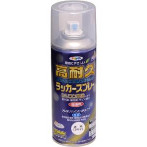 アサヒペン 高耐久ラッカースプレー 300ml クリヤ 塗料 ペンキ 超速乾 カラー マーキング 耐紫外線 耐酸性雨 ツヤあり 高光沢 ガス抜きキャッ