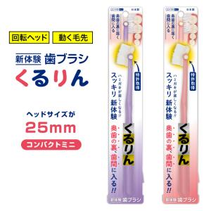 歯磨き 歯ブラシ 磨きやすい 回転 くるりん 日本製 歯間 奥歯 奥まで磨ける 虫歯 予防 定形外郵便発送【△規格内】送料無料/くるりんコンパクトミニ｜toku109shop