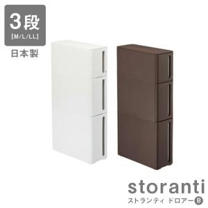 スリムストッカー ドロアー 3段 17cm幅 キャスター すき間収納 スリムラック キッチン 食品 ストック 日本製 組立不要 /