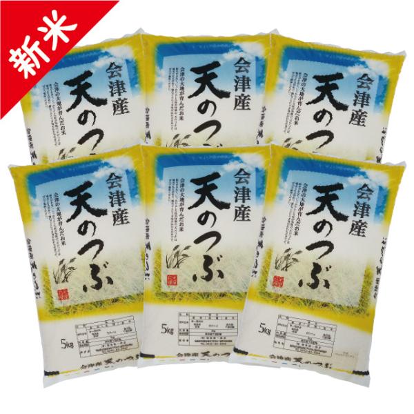 新米 令和7年 会津産 天のつぶ 精米 30kg（5kg×6）お米 ※九州は送料別途500円・沖縄は...