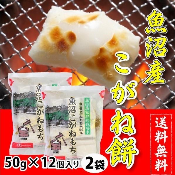 【切り餅・個包装】杵つき　魚沼産こがねもち　２袋（５０g×１２個入り×２）