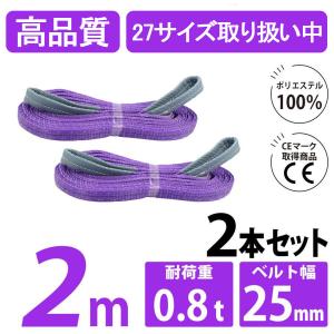 2本セット スリングベルト 2m 800kg 幅 25mm ベルトスリング 玉掛け 引っ越し 吊り具 荷重表 種類 運搬用ベルト 運搬用スリング 吊具