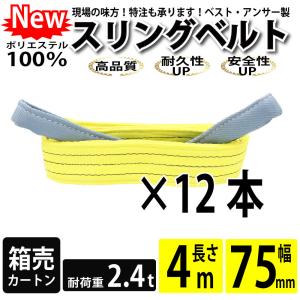 スリングベルト 4m 2400kg 75mm ベルトスリング 玉掛け 12本 引っ越し 大量 吊り具 荷重表 種類 運搬用ベルト 運搬用スリング 吊具