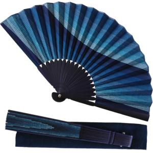 20％OFF！通常販売価格7,920円→6,336円 阿波しじら織 扇子 壇流し K009 紺1 長尾織布 うちわ ギフト 贈答 送料無料 母の日 父の日 ギフト プレゼント