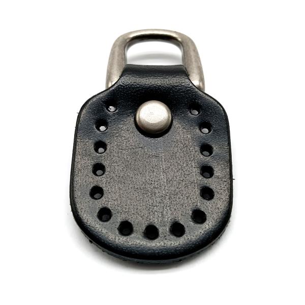 バッグ用本革アタッチメント小 2個入 長さ約45mm×横幅約25mm　黒 アンティークシルバー金属パ...