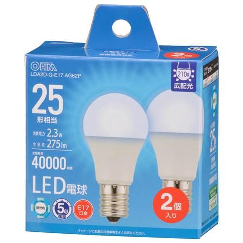 OHM オーム電機　ＬＥＤ電球 小形（25形相当/275lm/2.3W/昼光色/E17/Ra84/広...