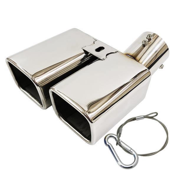 「脱落防止ワイヤー付き」ヴォクシー VOXY 80系 マフラーカッター メッキシルバー 2本出し ス...