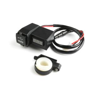 バイク用 USB充電器 2USBポート 青LED電圧計 電源スイッチ 防水仕様 ヒューズ付 12V/24V
