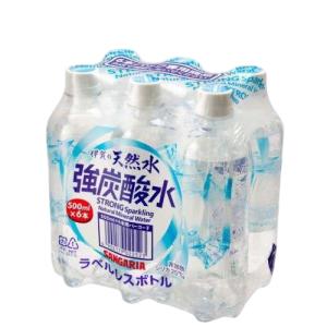サンガリア 伊賀の天然水 強炭酸水 ラベルレス(500ml*24本入)【伊賀の天然水】