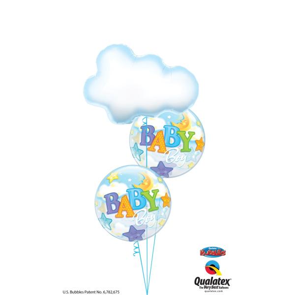 出産祝い/ベビーシャワー　雲とベビーガール/ボーイ　名前入りヘリウム風船